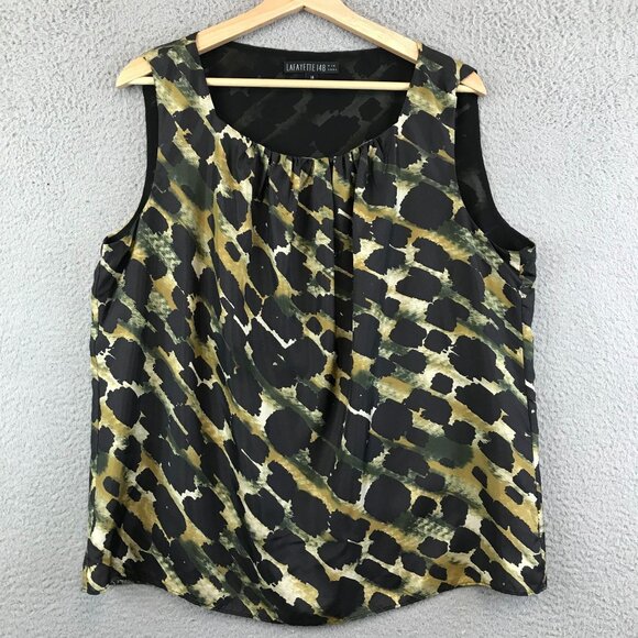 lafayette 148 New York leopard print silk blouse size 14 - Picture 1 of 8